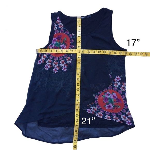 Desigual boho Sleeveless Blouse Lucile black colourful floral asymmetrical flowy - Picture 4 of 14